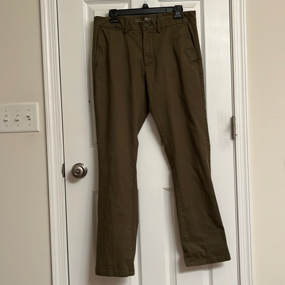 Old Navy Olive Ultimate Slim Cotton-blend Chino Pants Size 32 Waist 32 Length